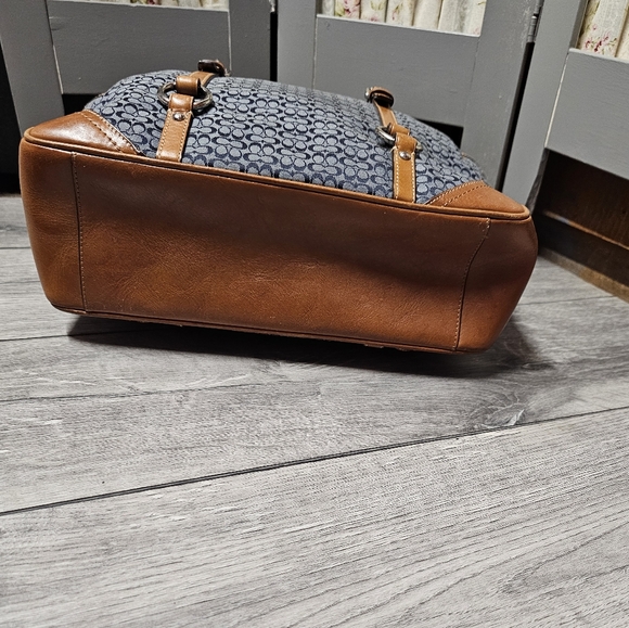 Coach Bags F11527 Navy Signature Jacquard Tote Vintage - Picture 6 of 12